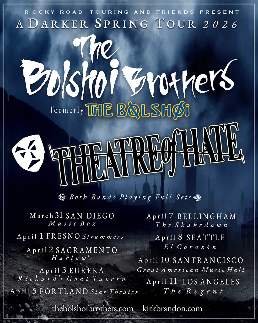 A Darker Spring Tour 2026 Poster with Dates, Cities and Venues