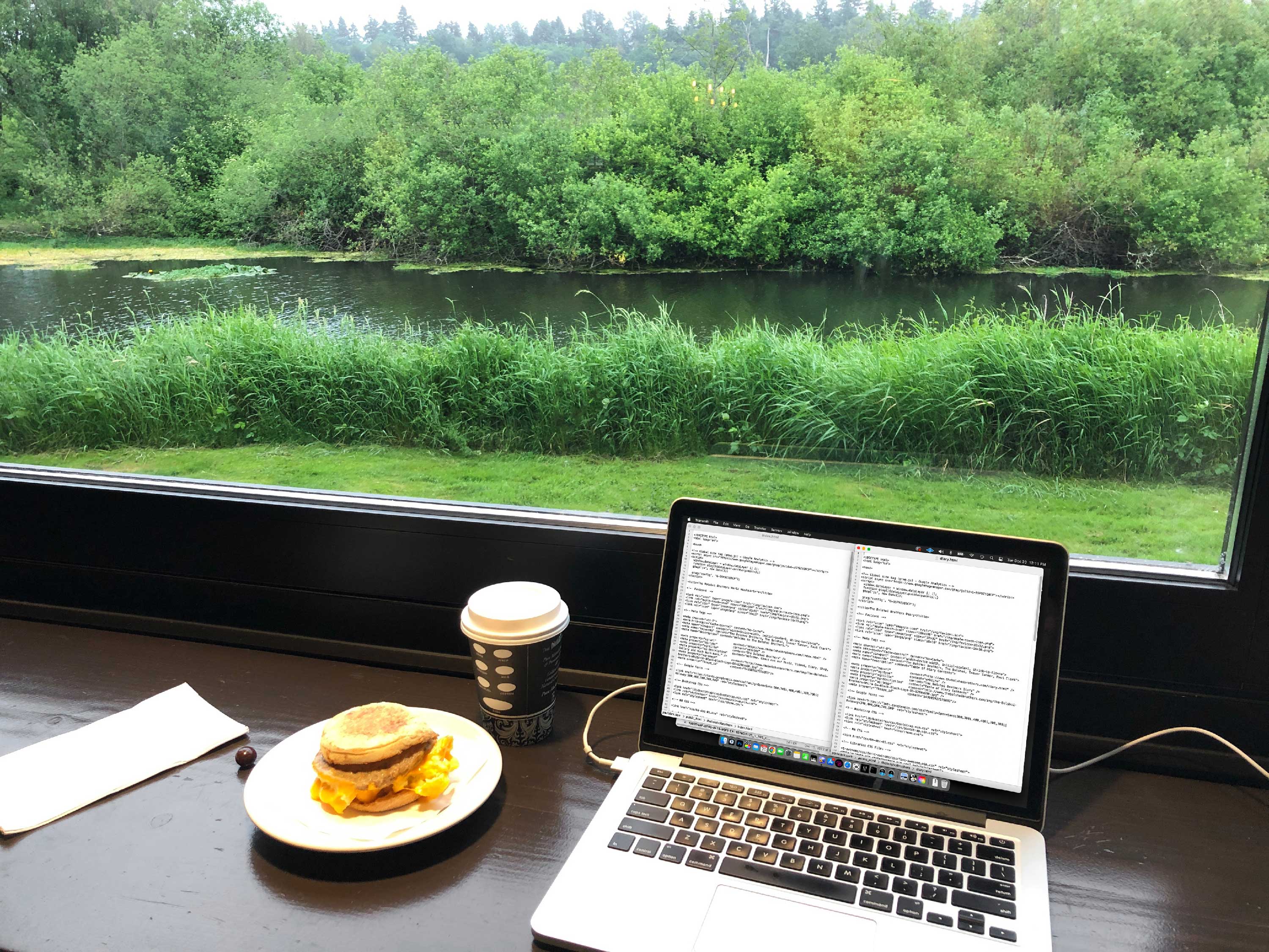A favourite lunchtime office is at a chocolate factory right on Mercer Slough - Paul Clark