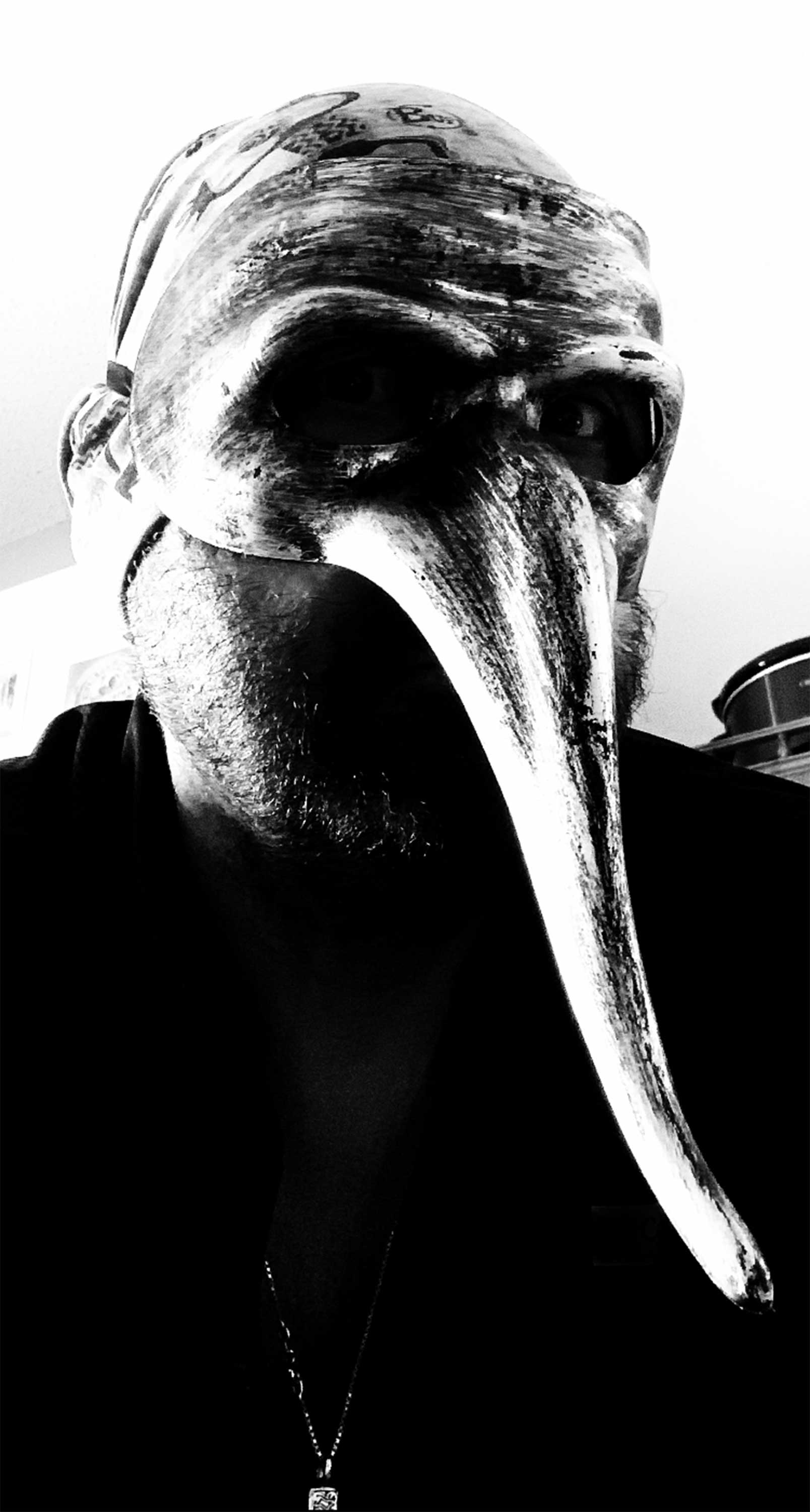 Plague mask donned for photo some halloween night - Trevor Tanner